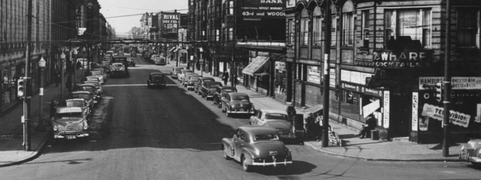 View looking west along 55th Street at South Lake Park Avenue in 1955